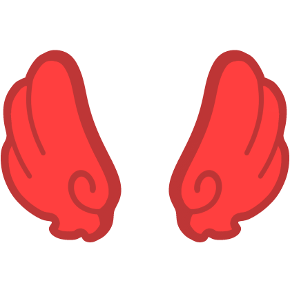 ♡ Cute Upward Glowing Angel Wings in Red