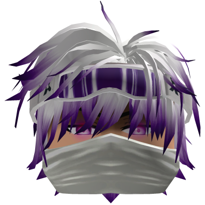 Spiky Hair w/ Mask & Ski Goggles - White Purple