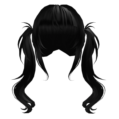 Long Front FLowy Emo Pigtails Black Roblox item