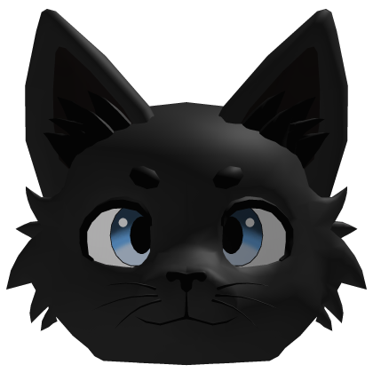 Black Cat Head Kemono Furry - Blue Eyes