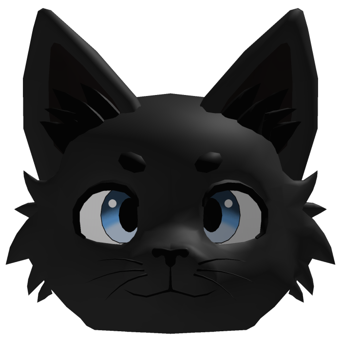 Black Cat Head Kemono Furry - Blue Eyes