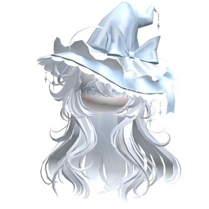 Anime Girl Hair w/Witch Hat (Light Blue) Roblox item