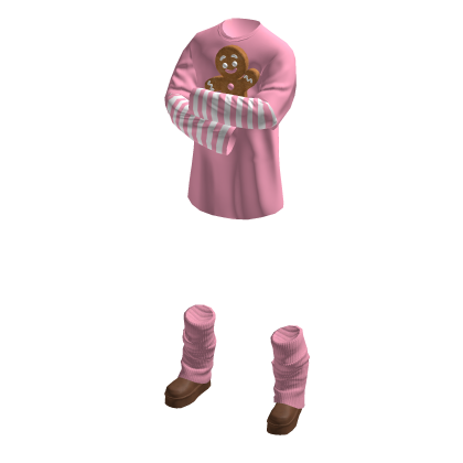 Gingerbread striped emo pale pink cozy outfit thumbnail