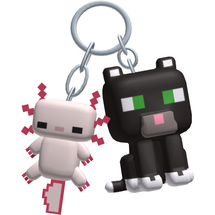 Pixel Axolotl Cat Keychain