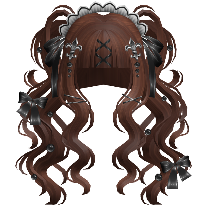 Gothic Doll Curly Pigtails & Ribbons In Auburn