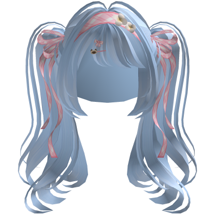 Blue Coquette Kawaii Pigtail Hair w/ Fox Ears