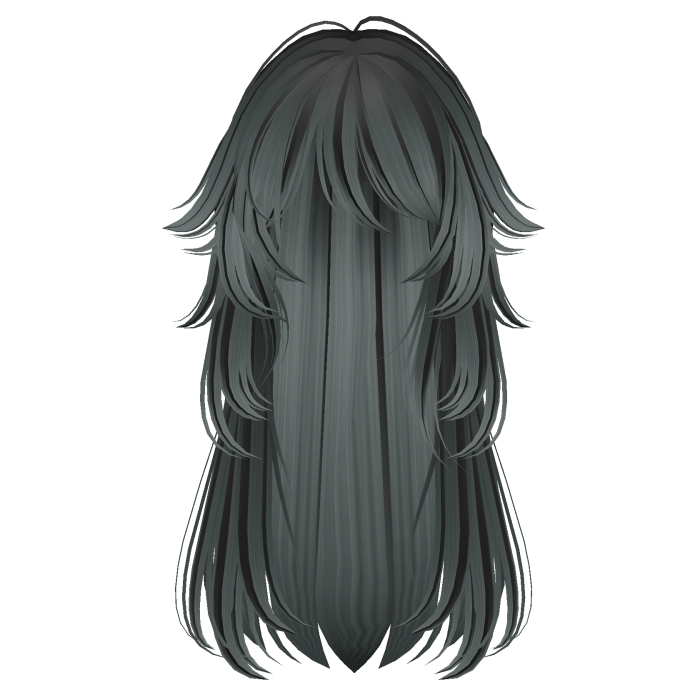 long fluffy anime hair with tufts (teal & black)