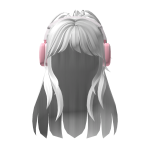 🍀Y2K Ponytail w Pink Headphones (White)