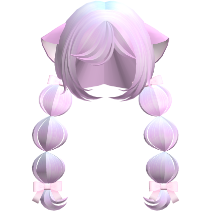 ୨ৎ Cute Purple Neko Kawaii Braids W Bows  Roblox item