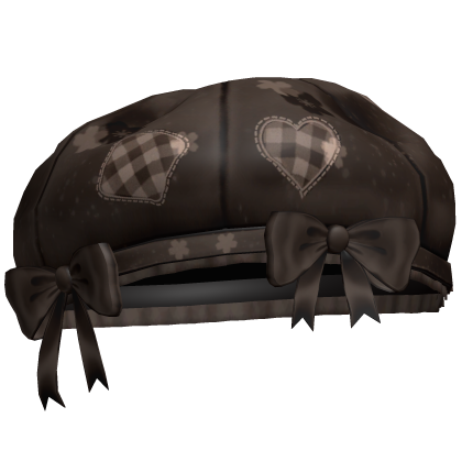 Kawaii Patchwork Bow Beret Brown
