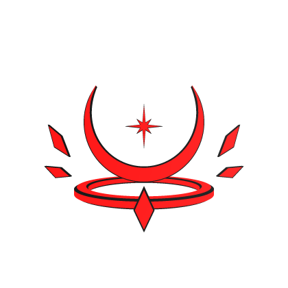 Glowing Crescent Halo Red Black
