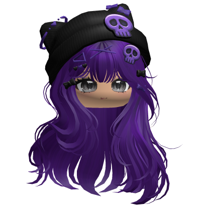 Straight Hair w/ Skull Beanie (purple) Roblox item