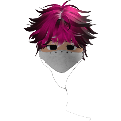 Cute Emo Boy Headphones Mask white Y2K ( pink )