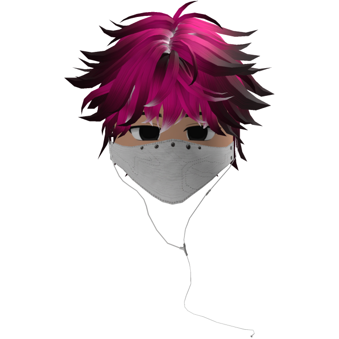 Cute Emo Boy Headphones Mask white Y2K ( pink )