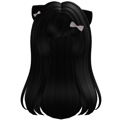 ‿੭ ♡ cute flowy long cat hair in black ⸝⸝ Roblox item