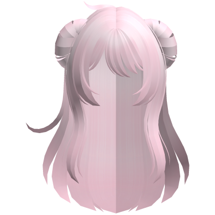 fluffy anime messy buns long hair pink