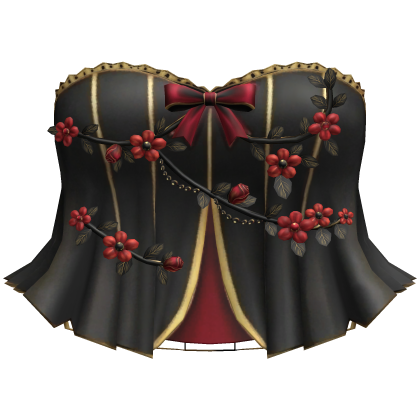 Black Red Y2K Flower Corset