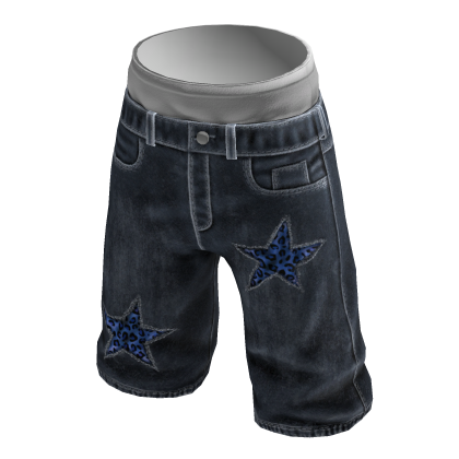 Leopard Star Jorts - blue thumbnail