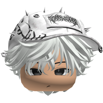 Fluffy White hair with a white Y2K cap Roblox item