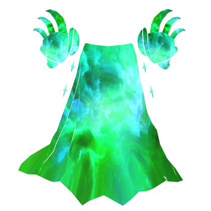 Green Galaxy Cartoony Cape and Pauldorn