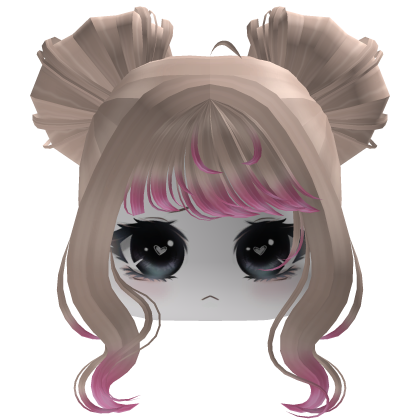 Beige Pink Twin Buns Hair with Face Girl Roblox item