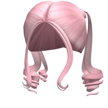 -',ৎ Pink Preppy Curly Pigtails with Bangs