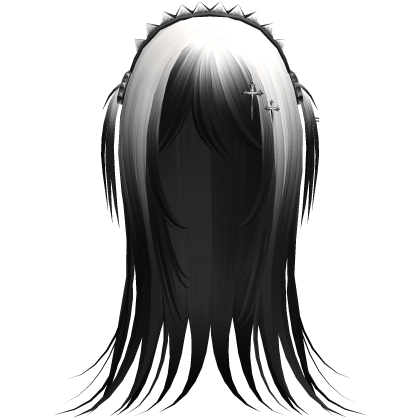Vampire Goth Wispy Long Hair White Black  Roblox item