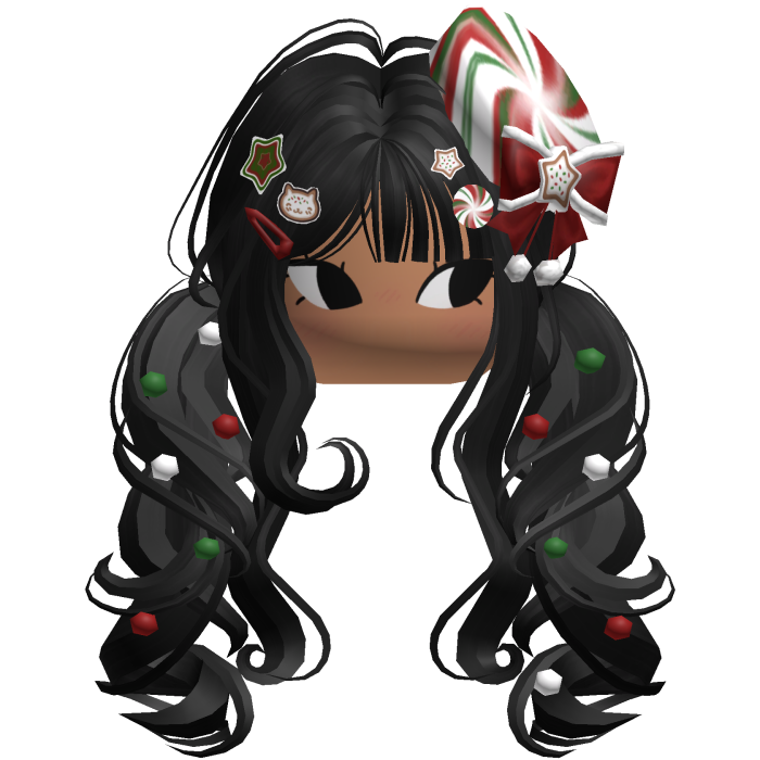 ♡ Christmas Peppermint Pigtails (Black)