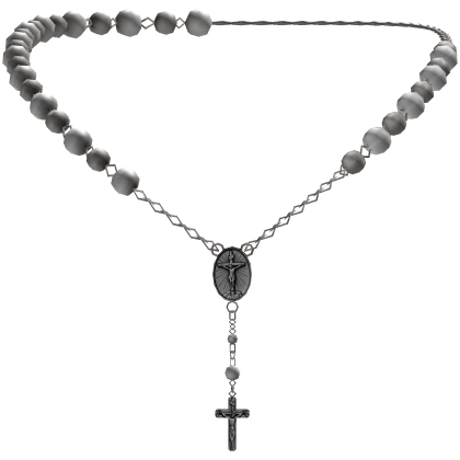 Silver Rosary Jesus Cross Necklace