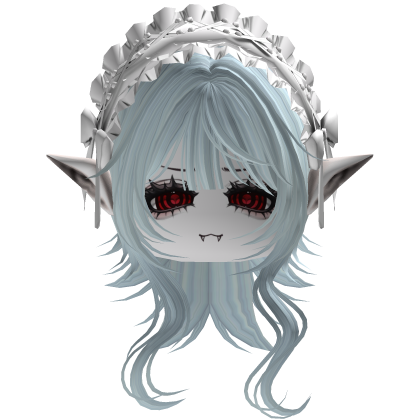 Gothic Vampire Light blue Hair W/ears (White)  Roblox item