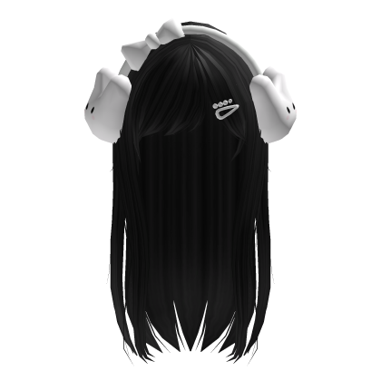 Black Kawaii Vkei Moe Hair W/ Bunny Headband