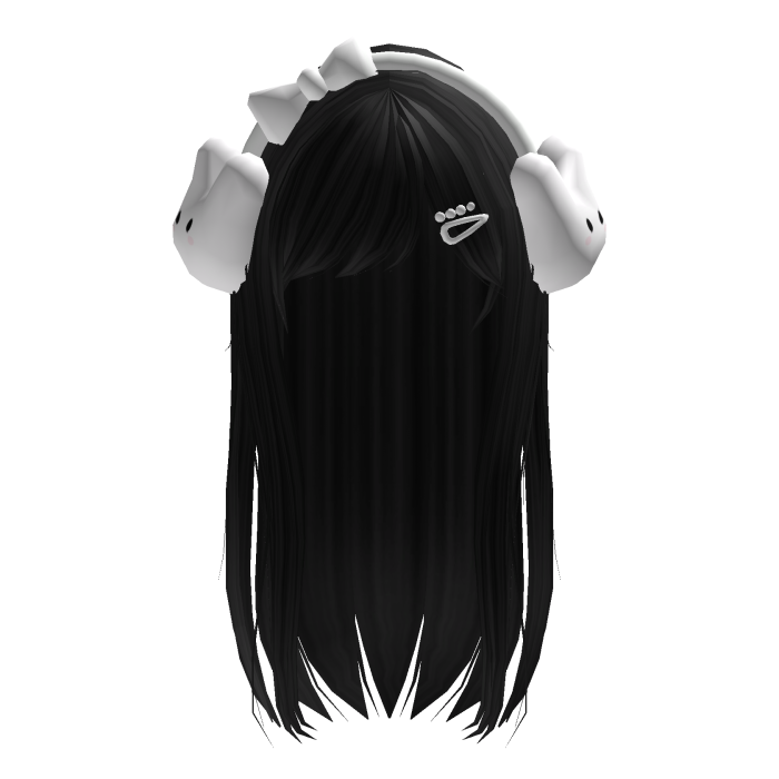 Black Kawaii Vkei Moe Hair W/ Bunny Headband