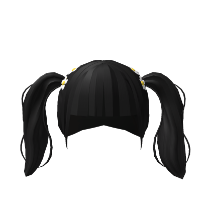 Black pigtails with little flowers thumbnail