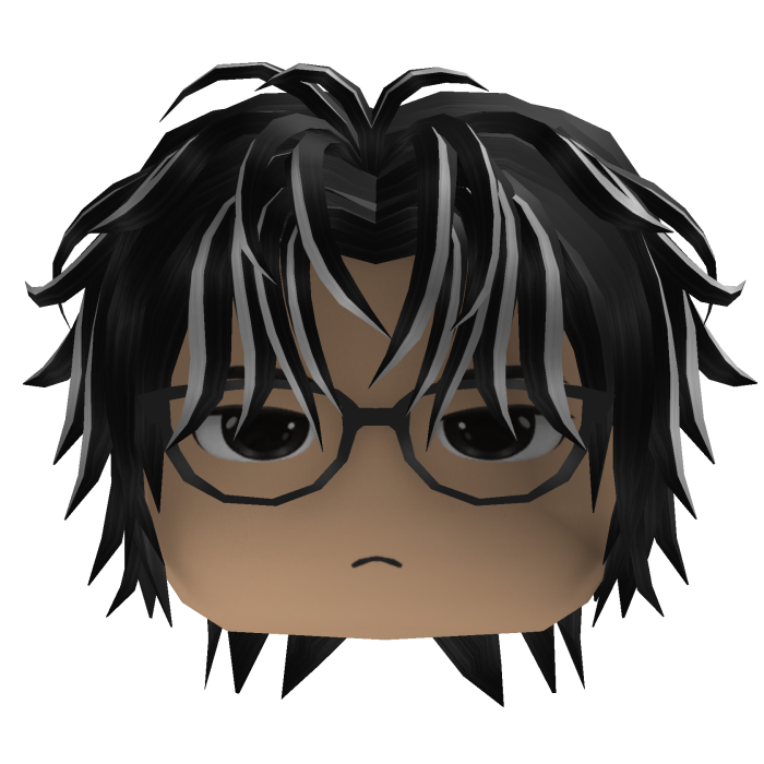 Layered Hair w/ Round Glasses (Black/Gray)