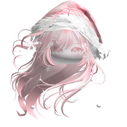 Windy Anime Hair w/Santa Hat (Light Pink)