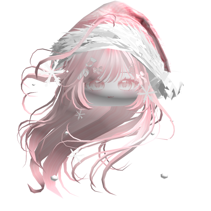 Windy Anime Hair w/Santa Hat (Light Pink)