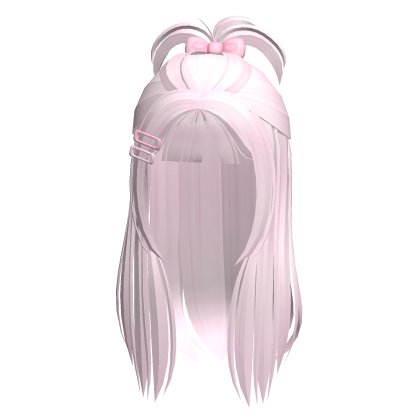 ♡ soft pink kawaii straight hair + small ponytail Roblox item