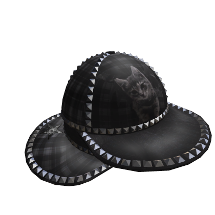 Black Plaid Spiked Cat Cap