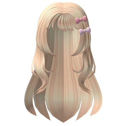 Blonde Coquette Layered Hair with Pink Bows