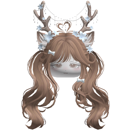 Ethereal Christmas Fairy Fawn Pigtails w/ Antlers