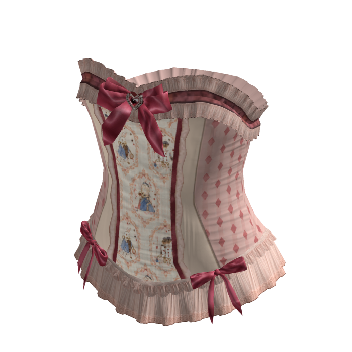 Bow Lace Trim Corset Top (Pink)