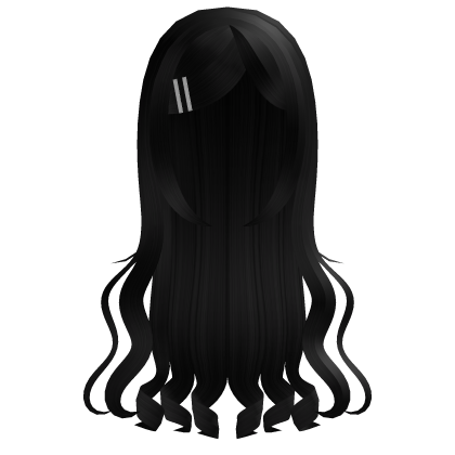 ♡ ꒰ sweet black long curly hair w/ clips ꒱ Roblox item