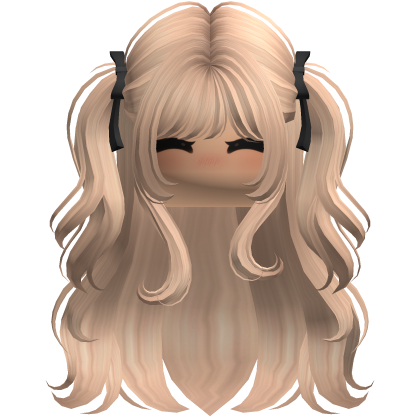 Blonde Half Up Pigtails w/ Black Bows & Cute Blush thumbnail