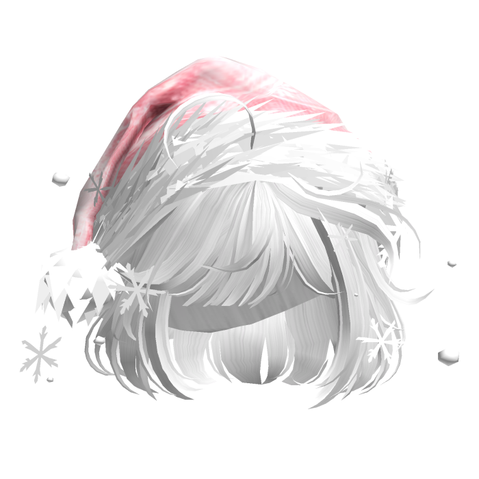 Christmas Cute Hair w/Santa Hat (White)