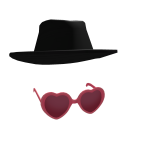 Swift Hat with Pink Heart-Shaped Glasses