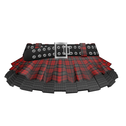 Y2K Plaid Red skirt with strap 3.0 Roblox