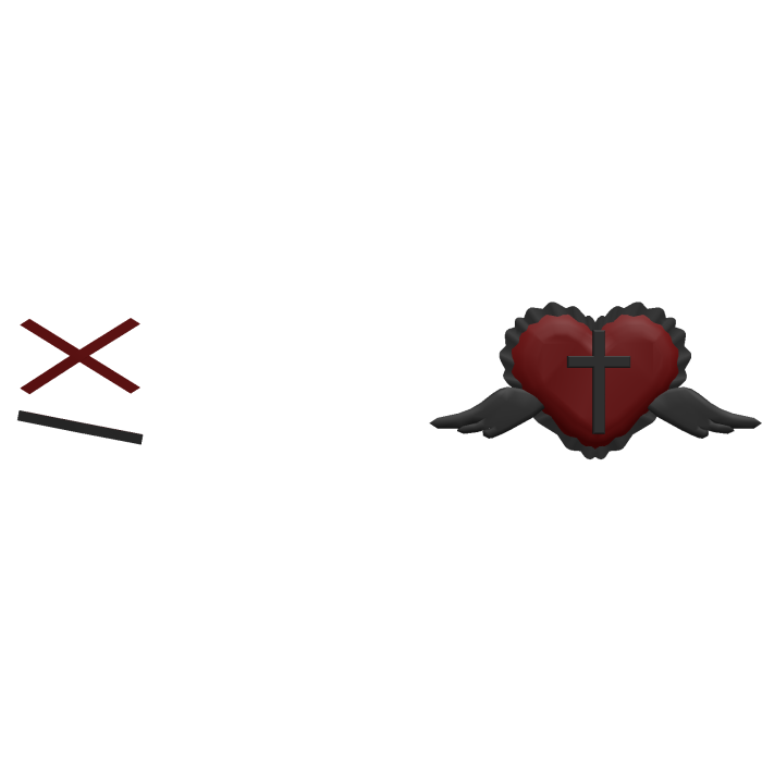 Goth Medic Nurse Heart hairclips Red  & Black