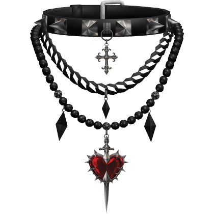 Layered Goth Heart Necklace