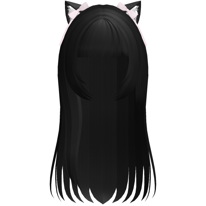 neko cat cute long hair in black