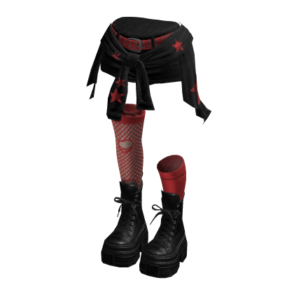 Grunge Rebel Shorts Y2K Cloth (Black Red)